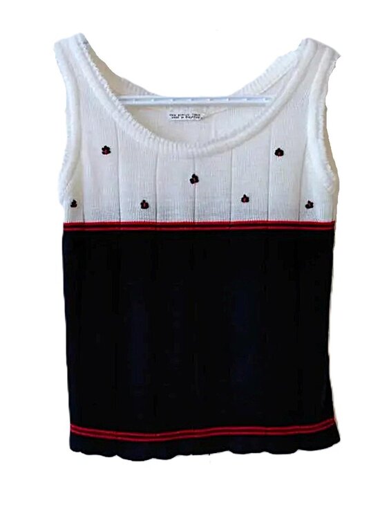 Vintage Tops - Vintage Sleeveless Vest Top Acrylic Machine Knitted Womens Size Small